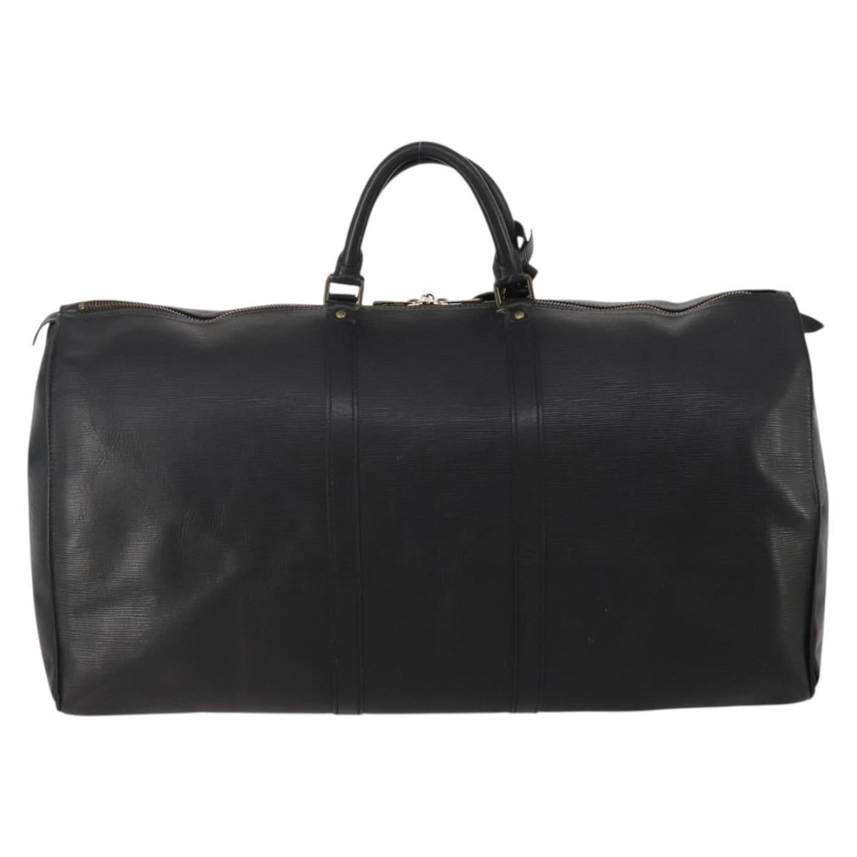 LOUIS VUITTON Epi Keepall 60 Boston Bag Noir M42942 LV Auth bs35863