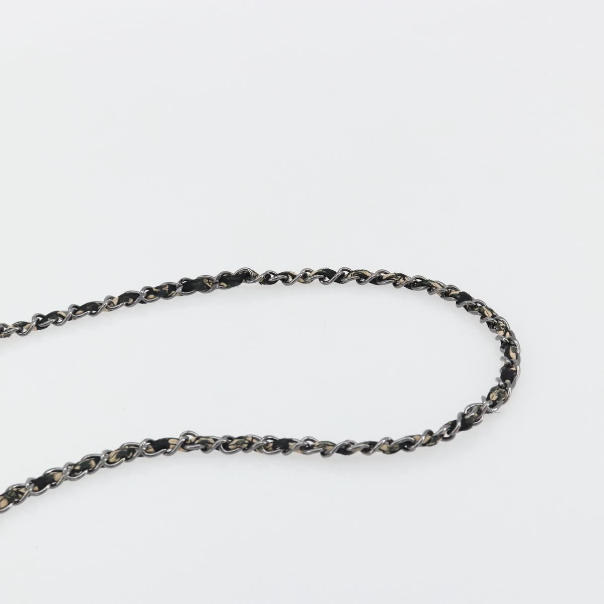 CHANEL Chain Shoulder Bag Canvas Black Silver CC Auth bs35870