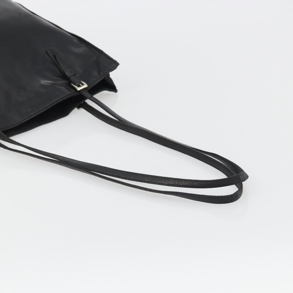 PRADA Tote Bag Leather Black Silver Auth bs35877