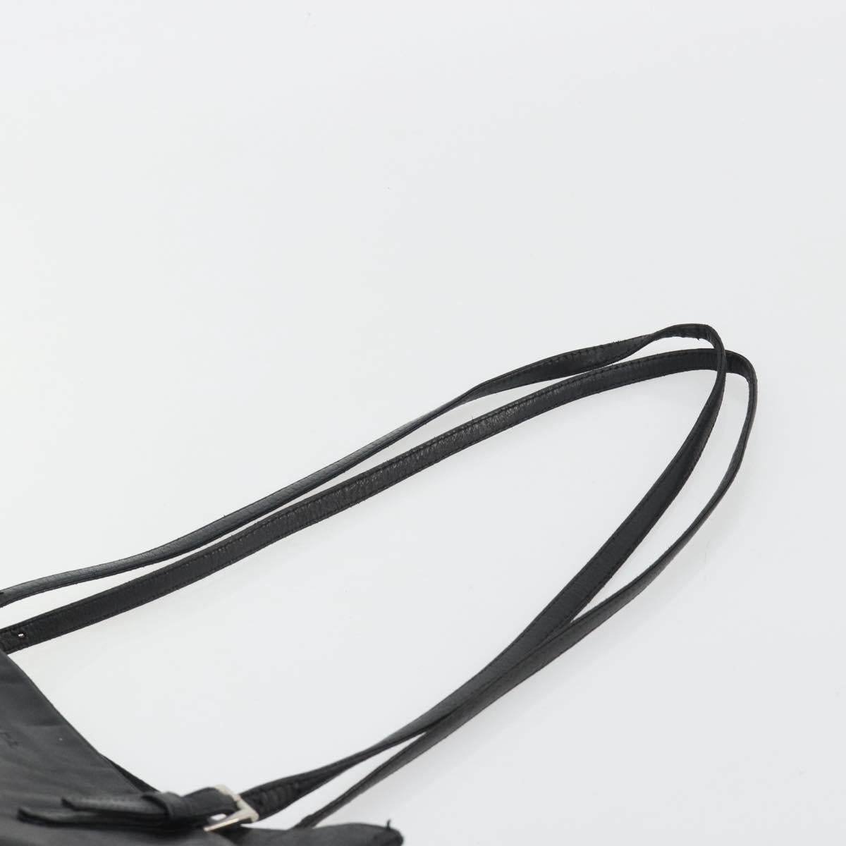 PRADA Tote Bag Leather Black Silver Auth bs35877
