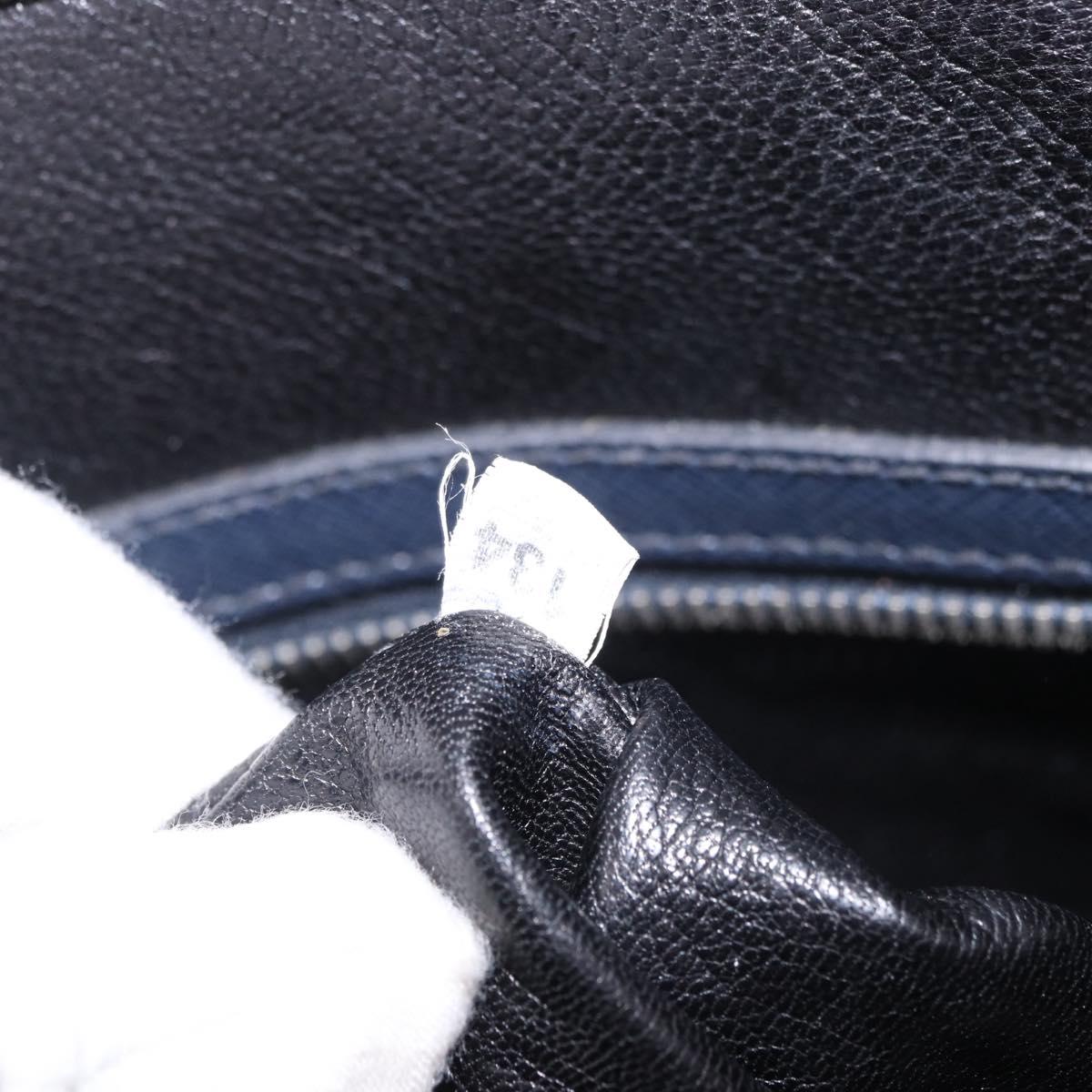 PRADA Business Bag Saffiano leather Blue Silver Auth bs35878