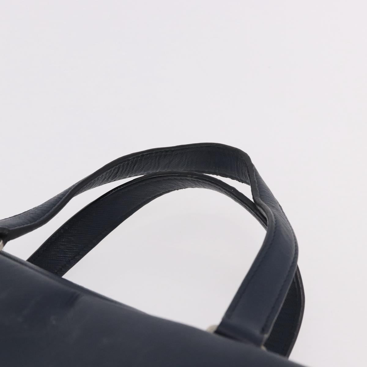 PRADA Business Bag Saffiano leather Blue Silver Auth bs35878
