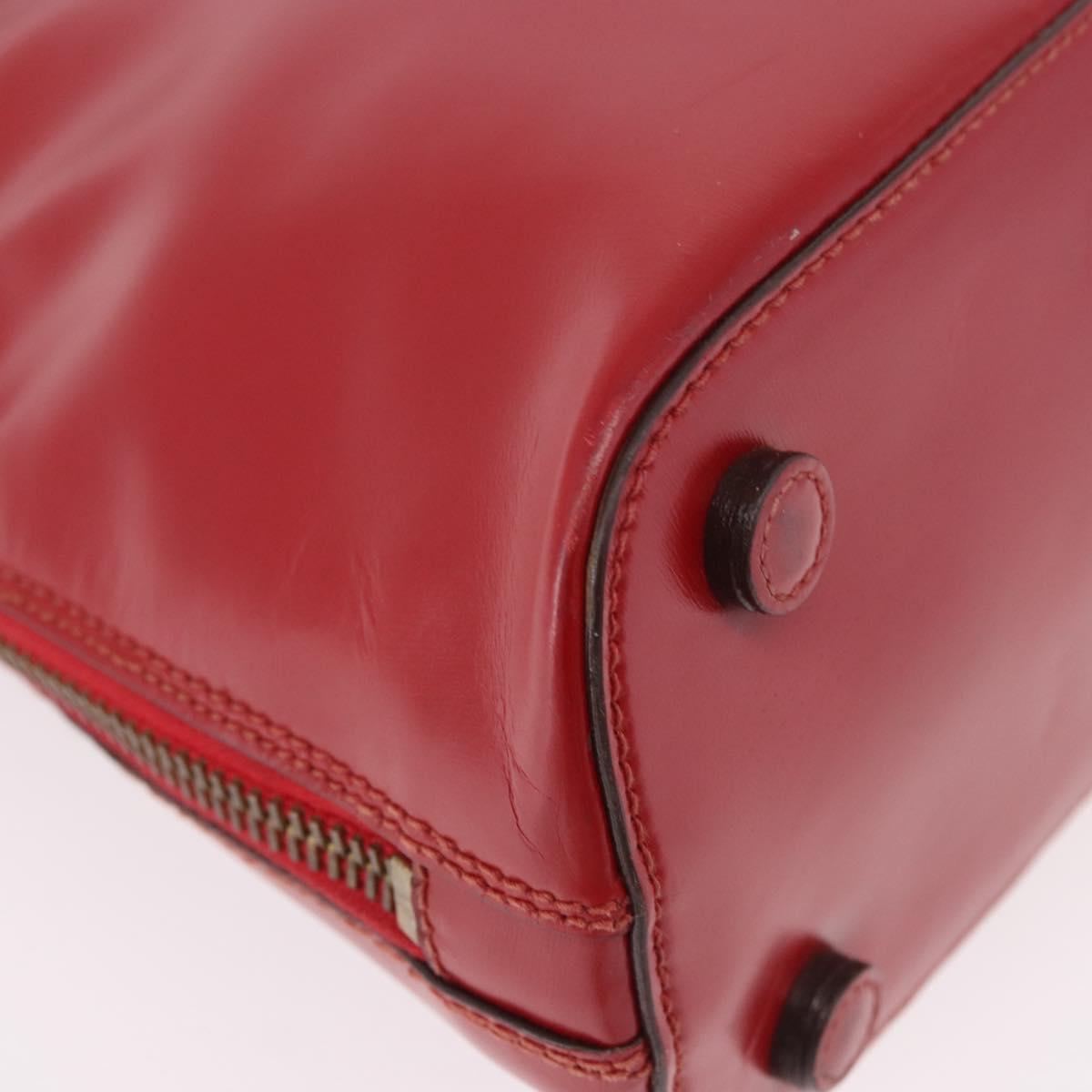 PRADA Hand Bag Leather Red Gold Auth bs35879