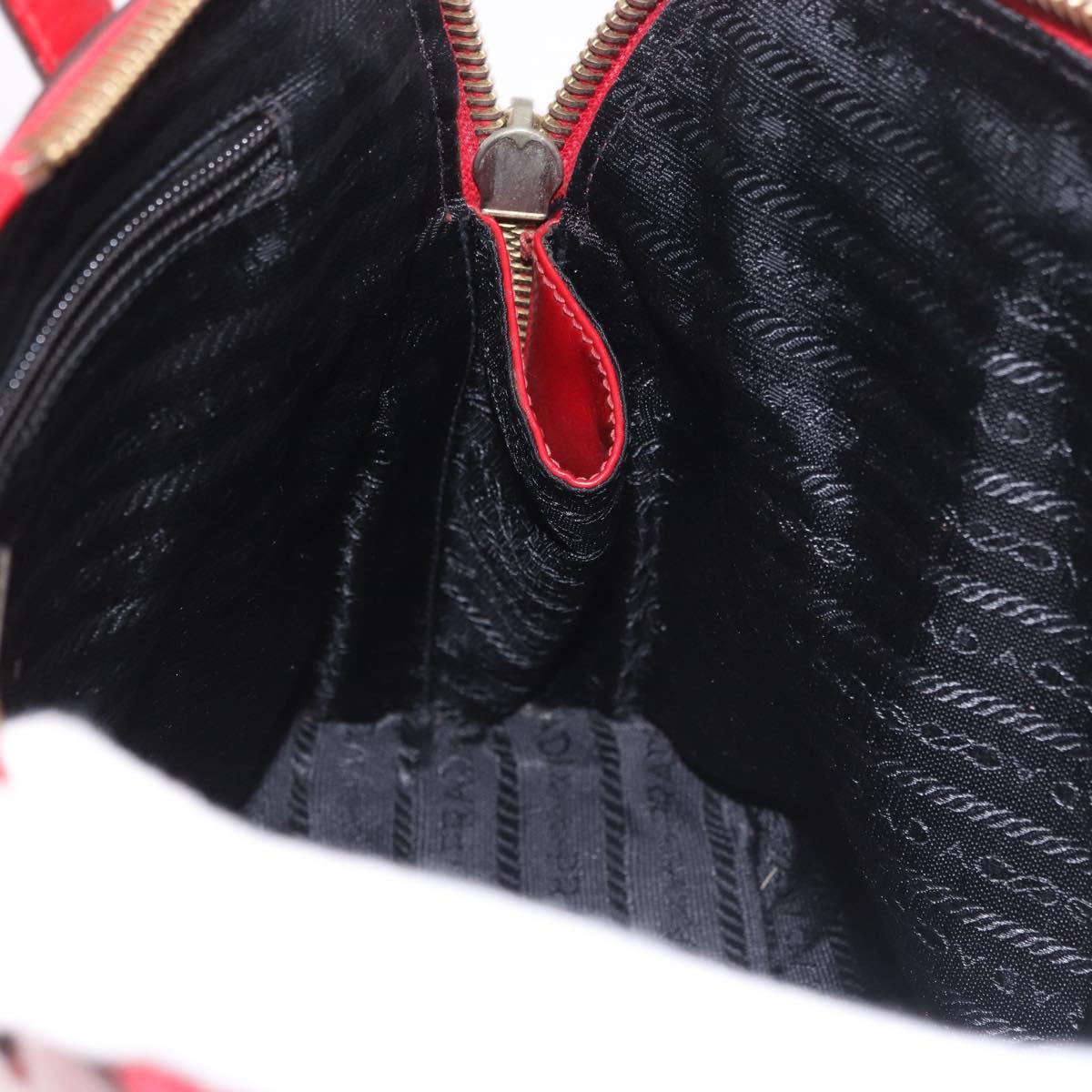 PRADA Hand Bag Leather Red Gold Auth bs35879