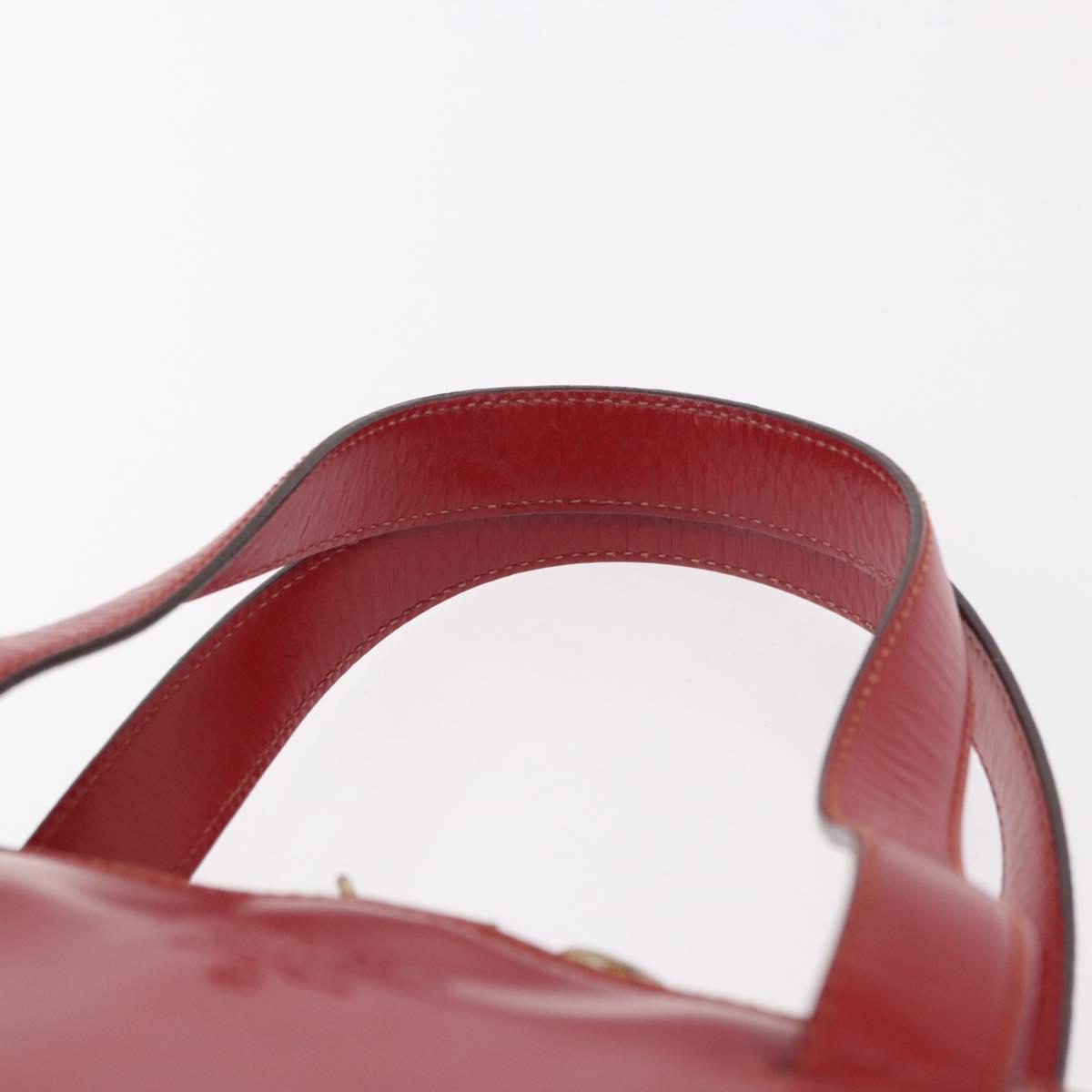 PRADA Hand Bag Leather Red Gold Auth bs35879