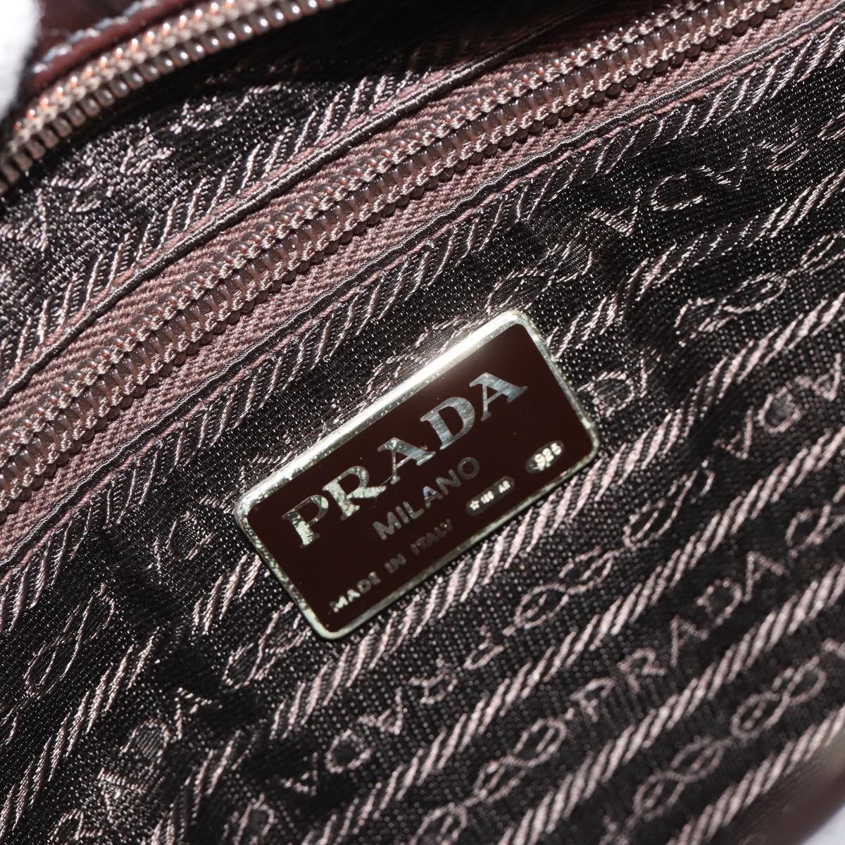 PRADA patent Shoulder Bag Dark Brown Gold Auth bs35885A