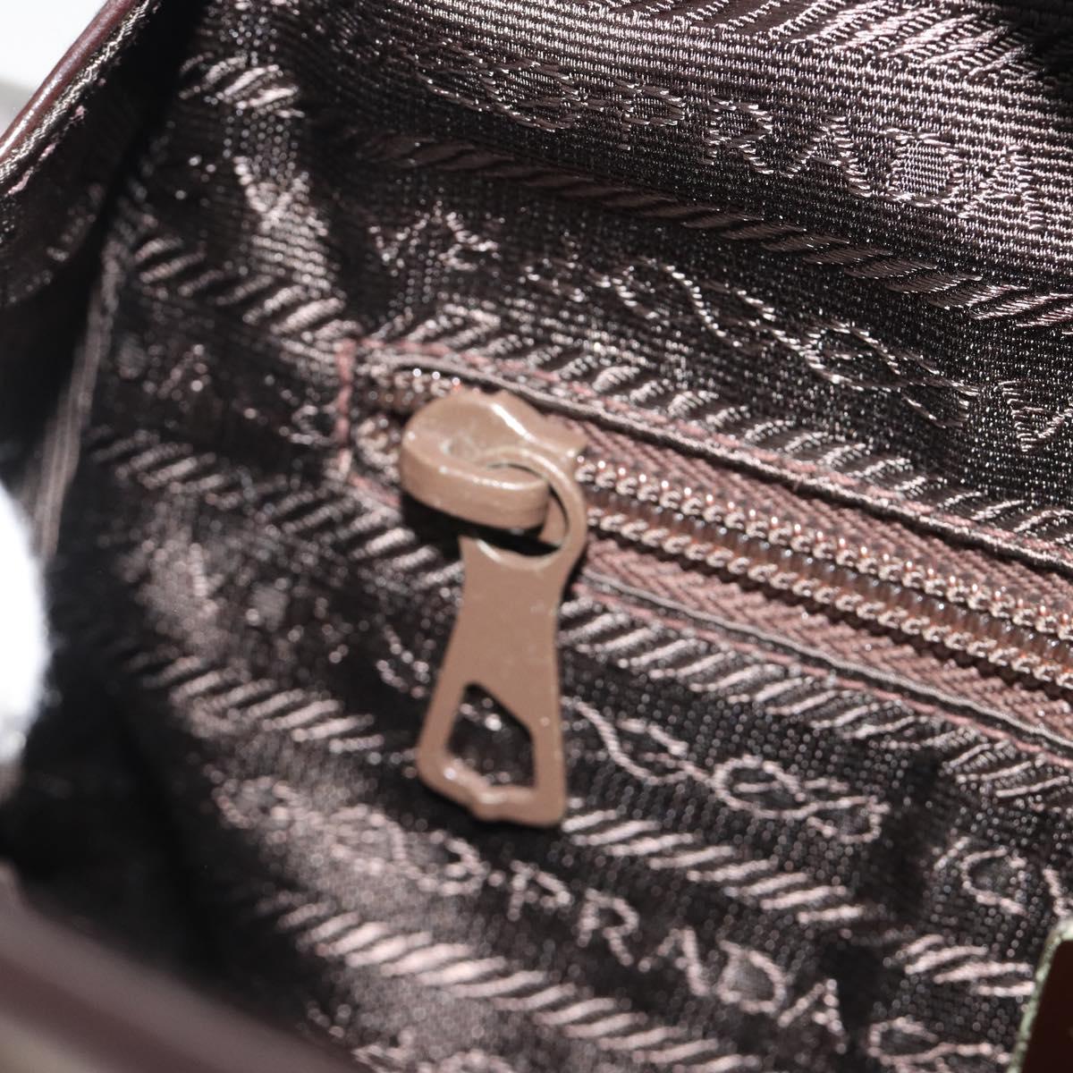 PRADA patent Shoulder Bag Dark Brown Gold Auth bs35885A