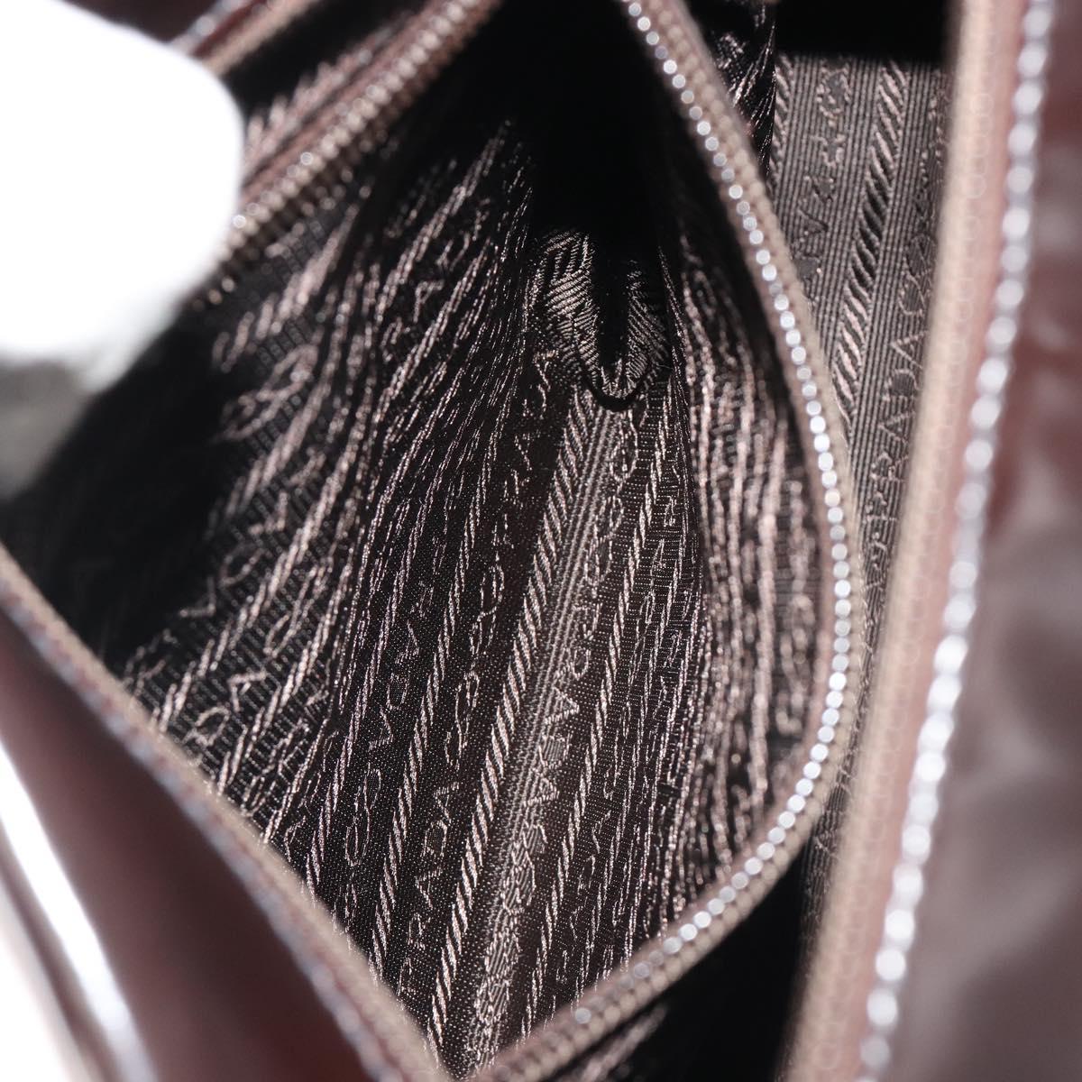 PRADA patent Shoulder Bag Dark Brown Gold Auth bs35885A