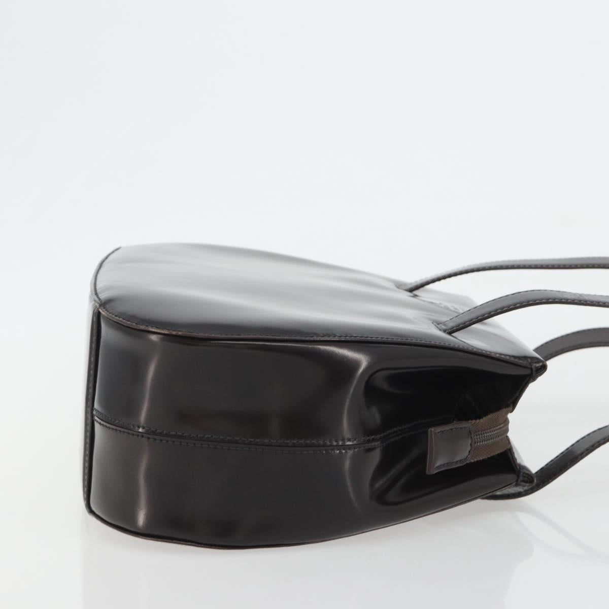 PRADA patent Shoulder Bag Dark Brown Gold Auth bs35885A
