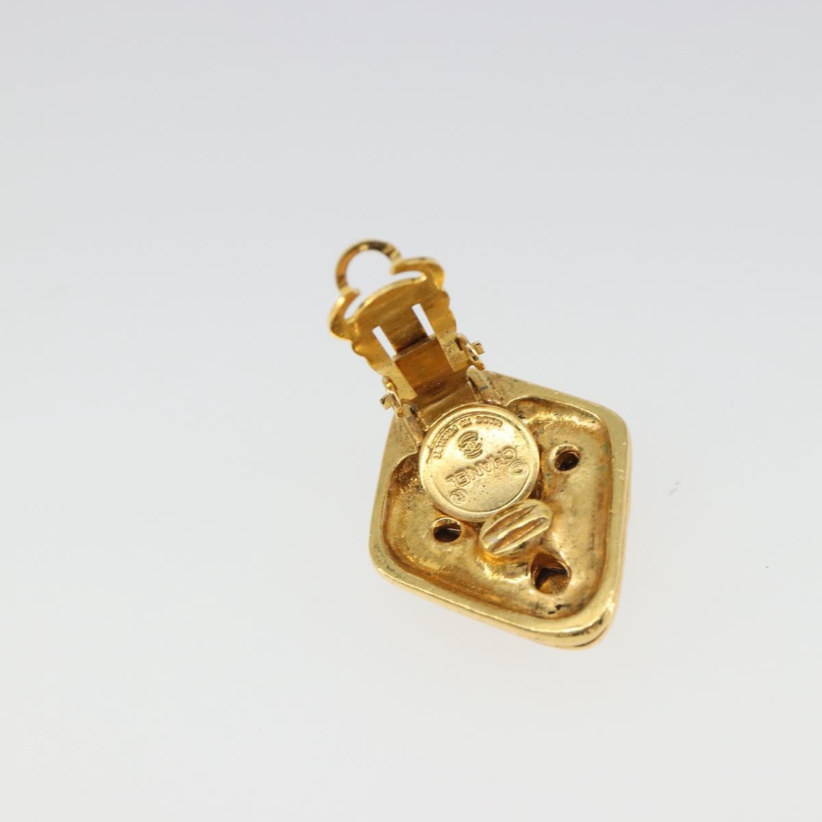 CHANEL Earring Metal Gold Tone CC Auth bs35890