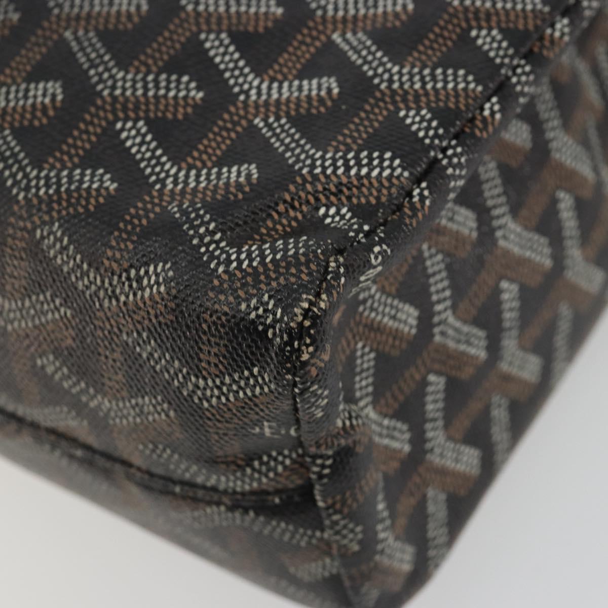 GOYARD Herringbone Clutch Bag PVC Black Silver Auth bs35893