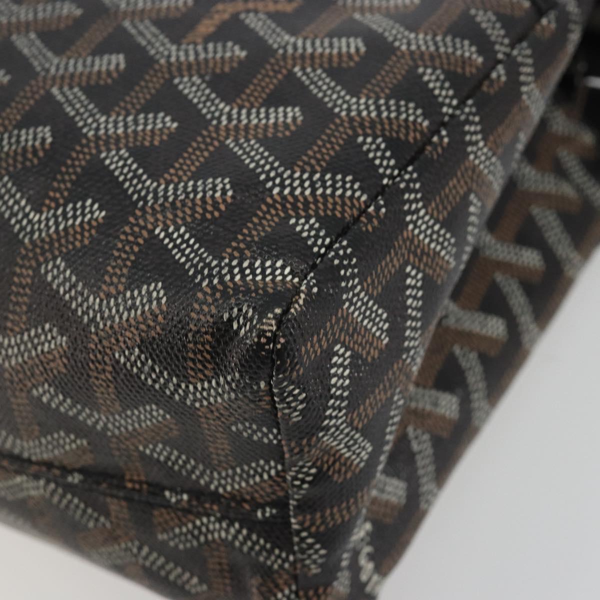 GOYARD Herringbone Clutch Bag PVC Black Silver Auth bs35893