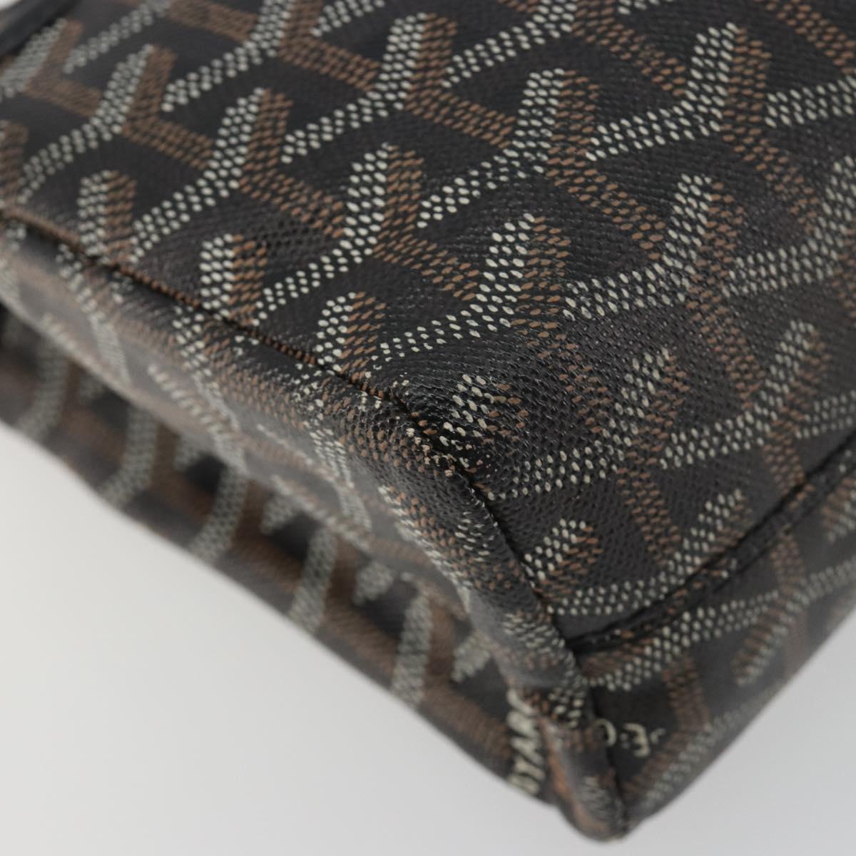 GOYARD Herringbone Clutch Bag PVC Black Silver Auth bs35893