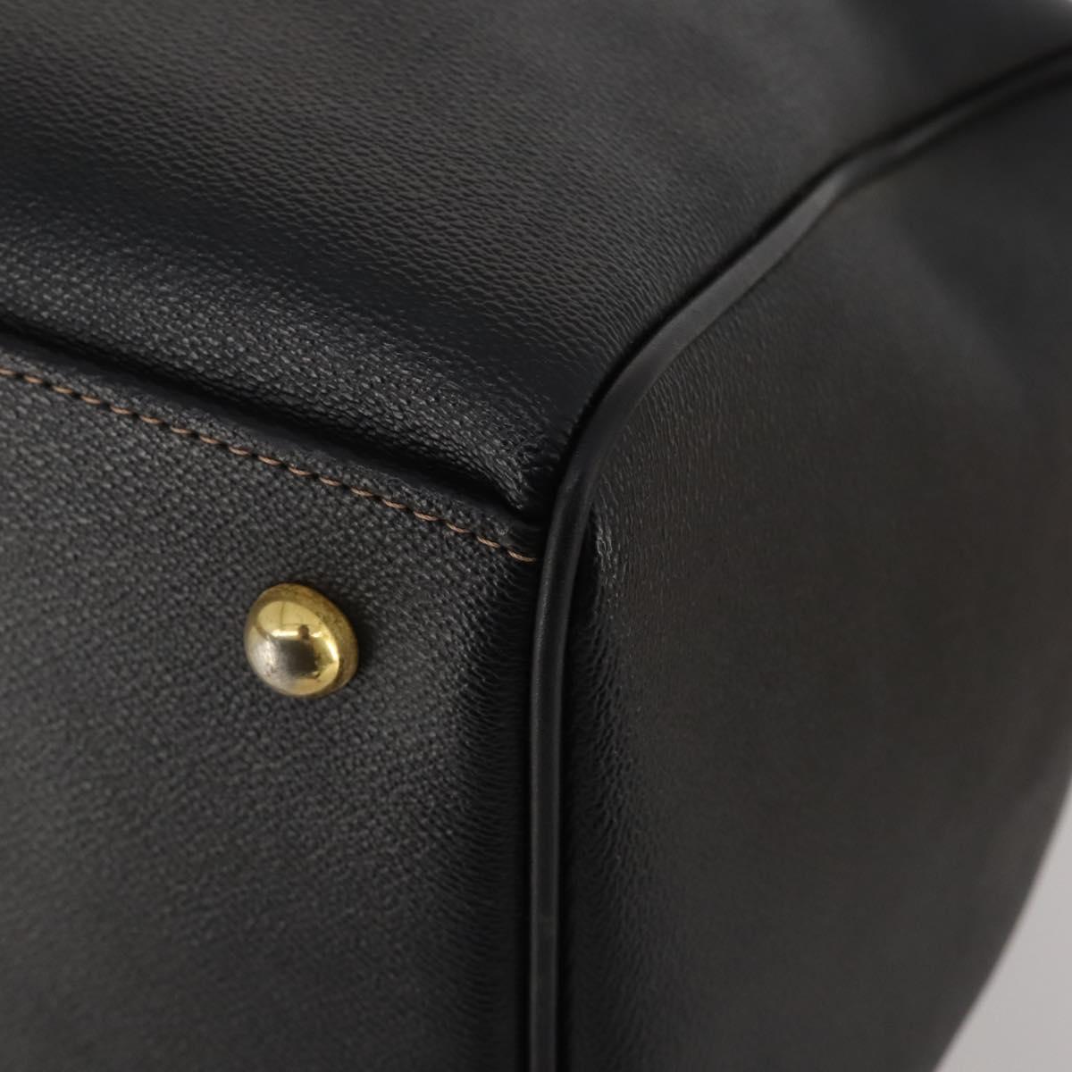BURBERRY Boston Bag Leather Canvas 2 Set Black Beige Auth bs35900