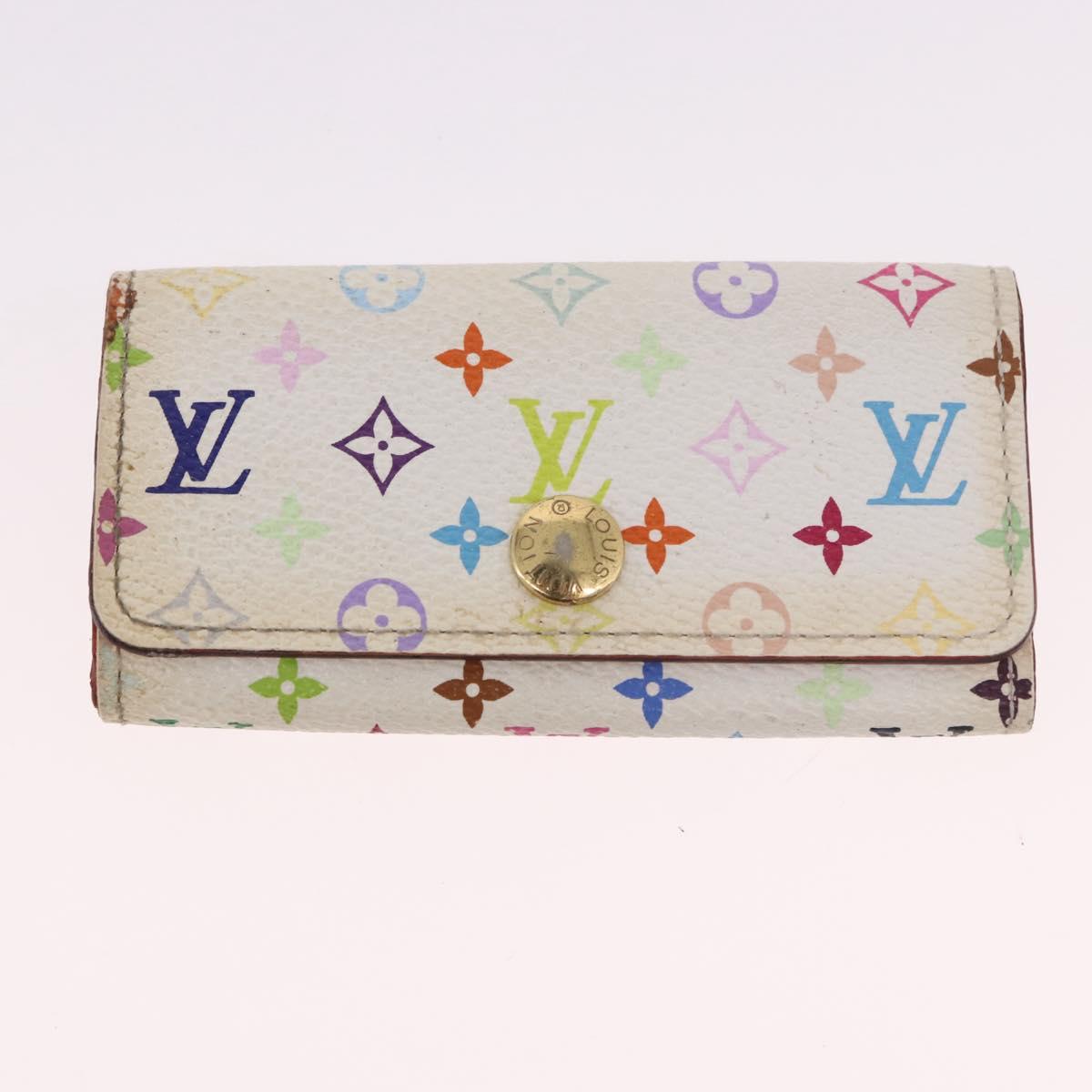 LOUIS VUITTON Multicolor Multicles 4 Key Case 2 Set White LV Auth bs35901