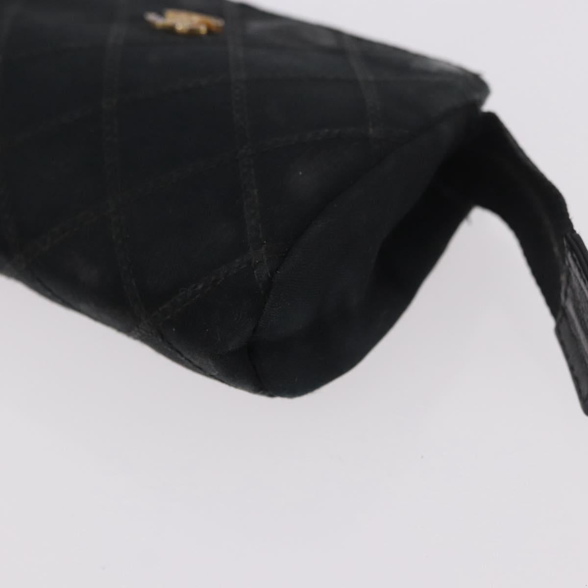 CHANEL Pouch Leather Satin Patent 3 Set Black CC Auth bs35903