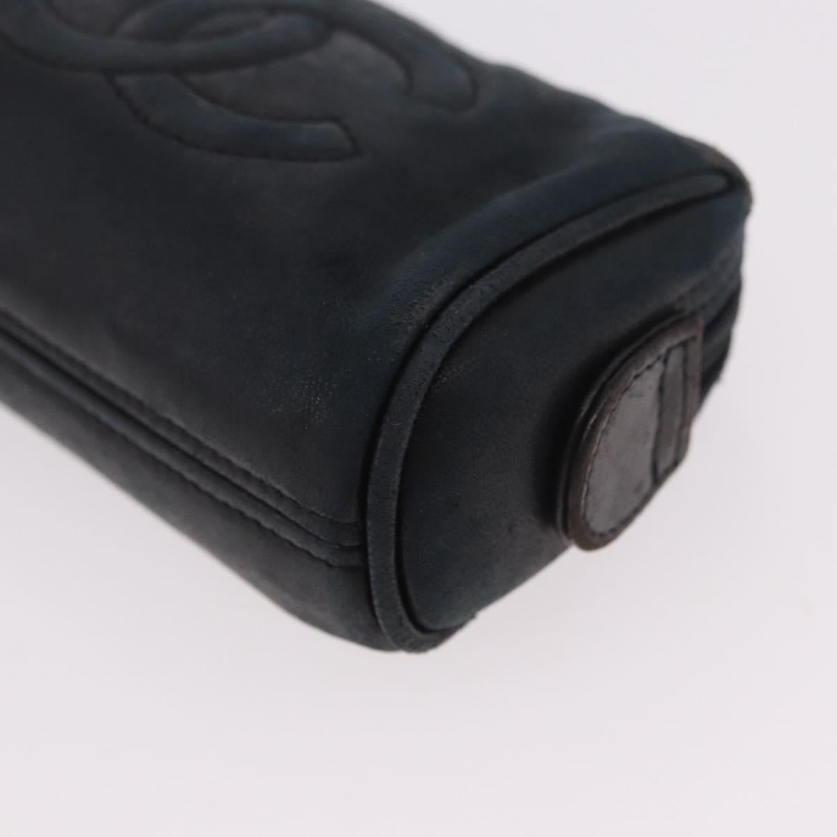 CHANEL Pouch Leather Satin Patent 3 Set Black CC Auth bs35903