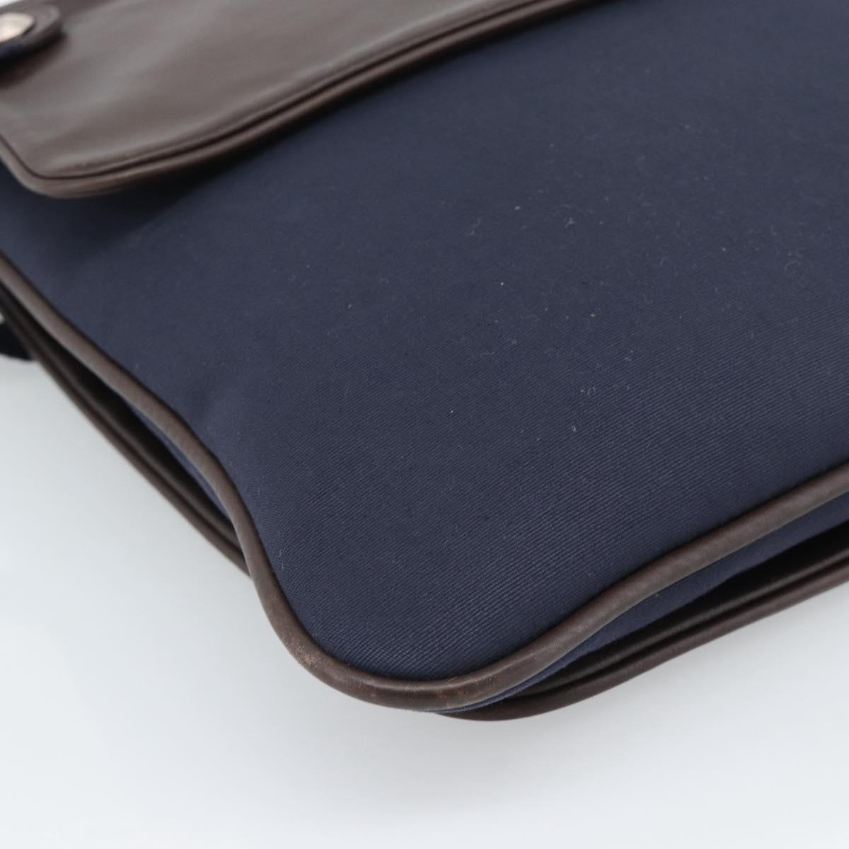 HERMES Mrs. Hippies Shoulder Bag Leather Navy Dark Brown Auth bs35909V