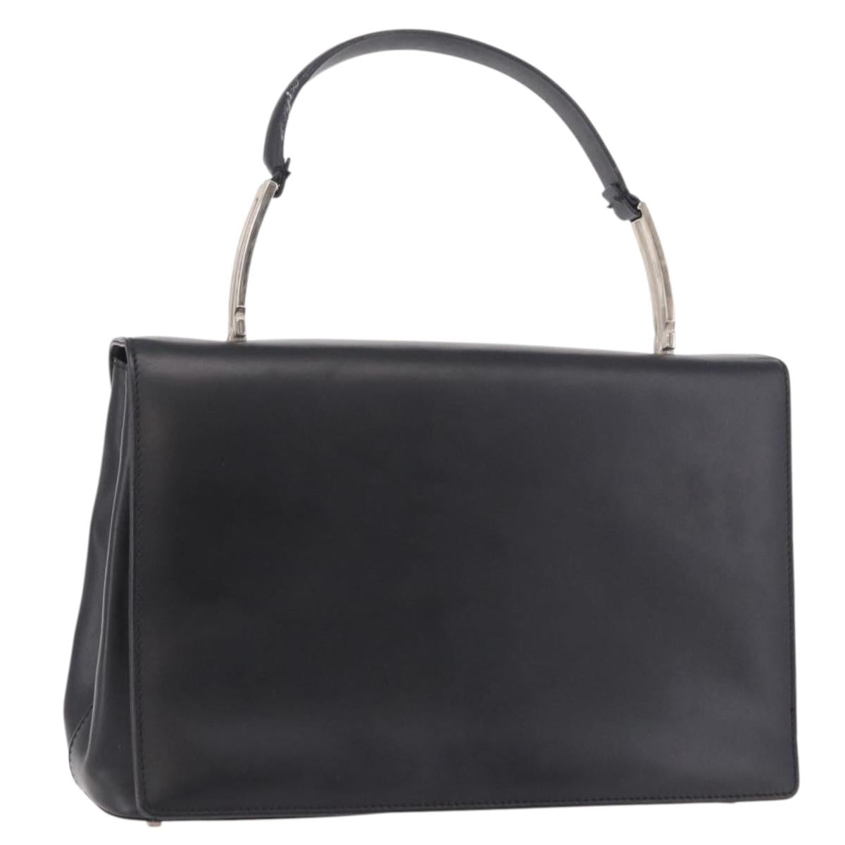 Salvatore Ferragamo Hand Bag Leather Black Silver Auth bs35910