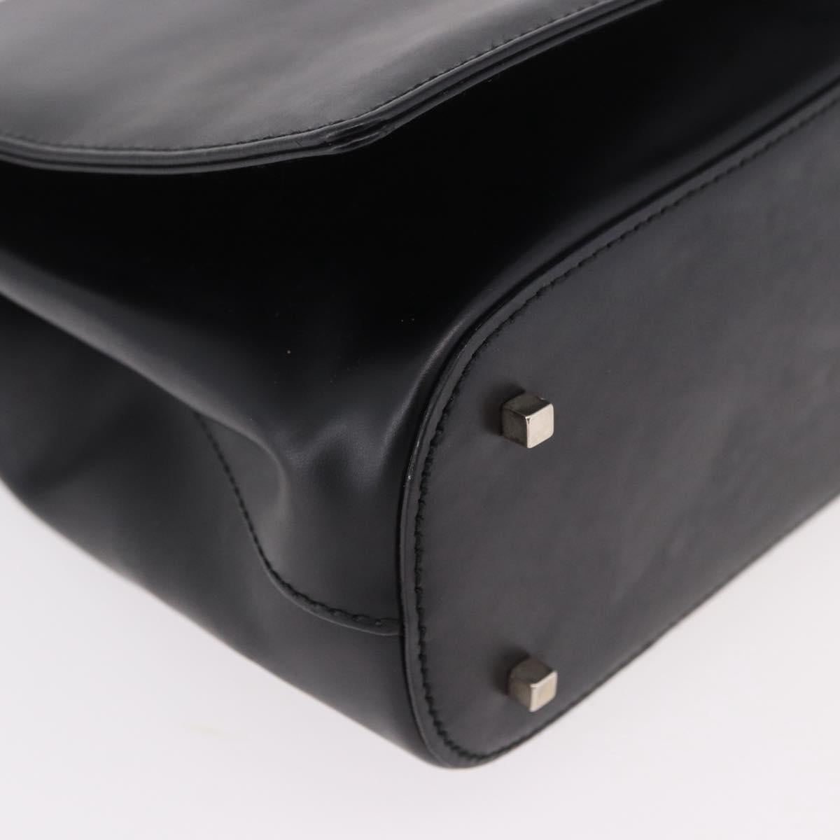 Salvatore Ferragamo Hand Bag Leather Black Silver Auth bs35910
