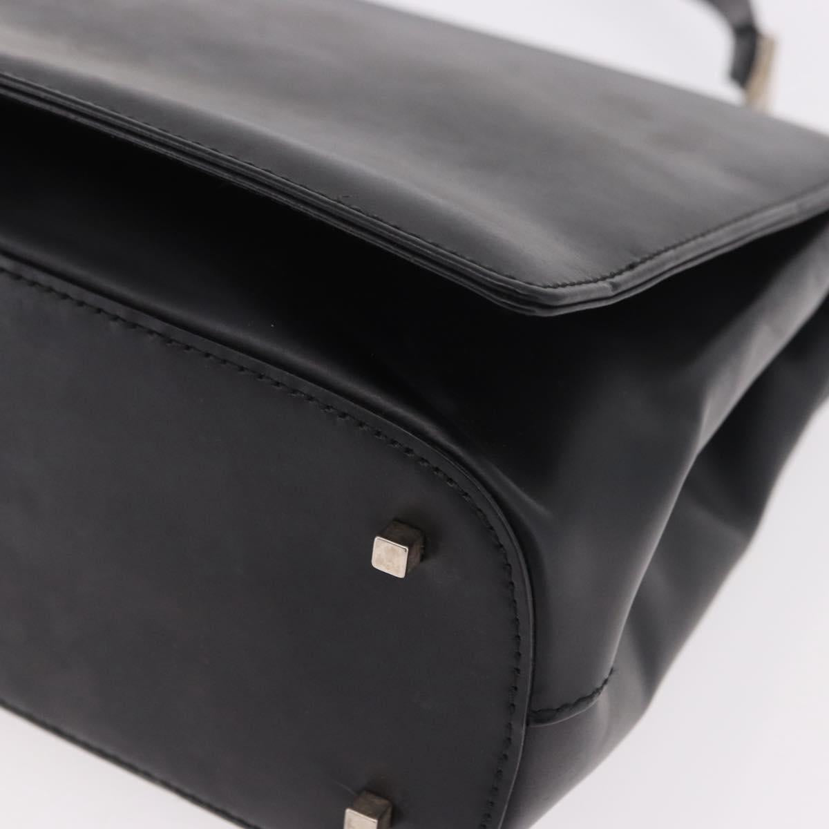 Salvatore Ferragamo Hand Bag Leather Black Silver Auth bs35910