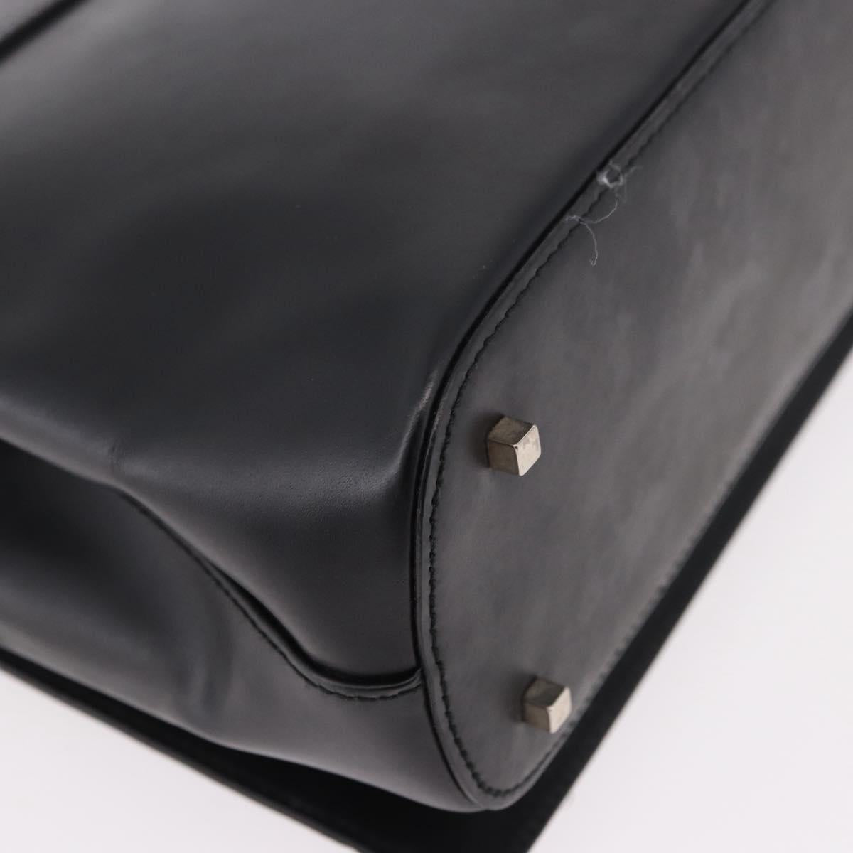 Salvatore Ferragamo Hand Bag Leather Black Silver Auth bs35910