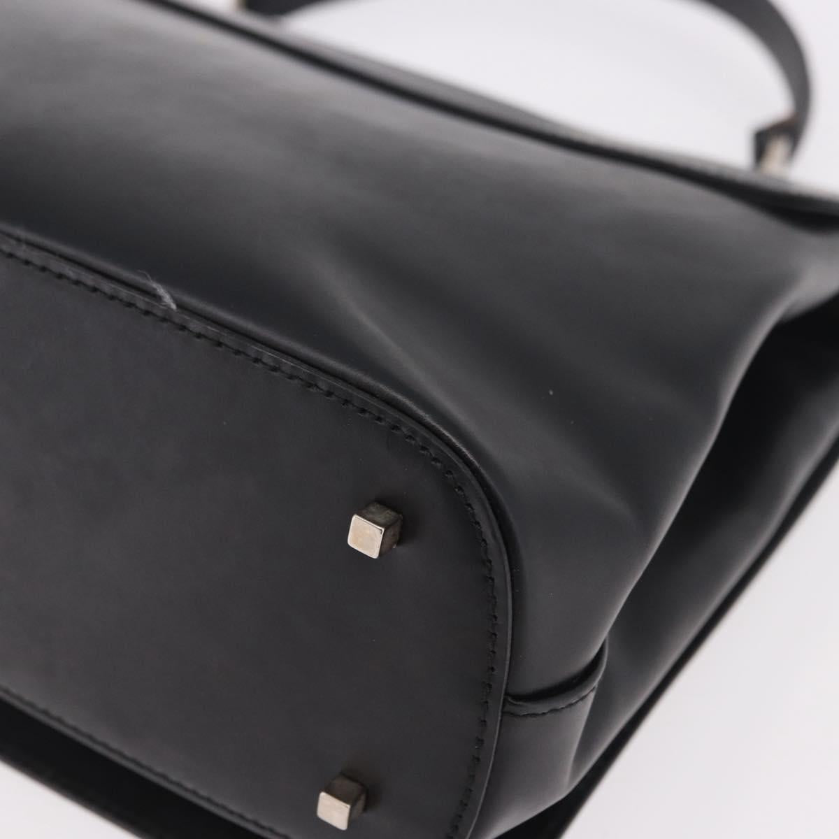 Salvatore Ferragamo Hand Bag Leather Black Silver Auth bs35910