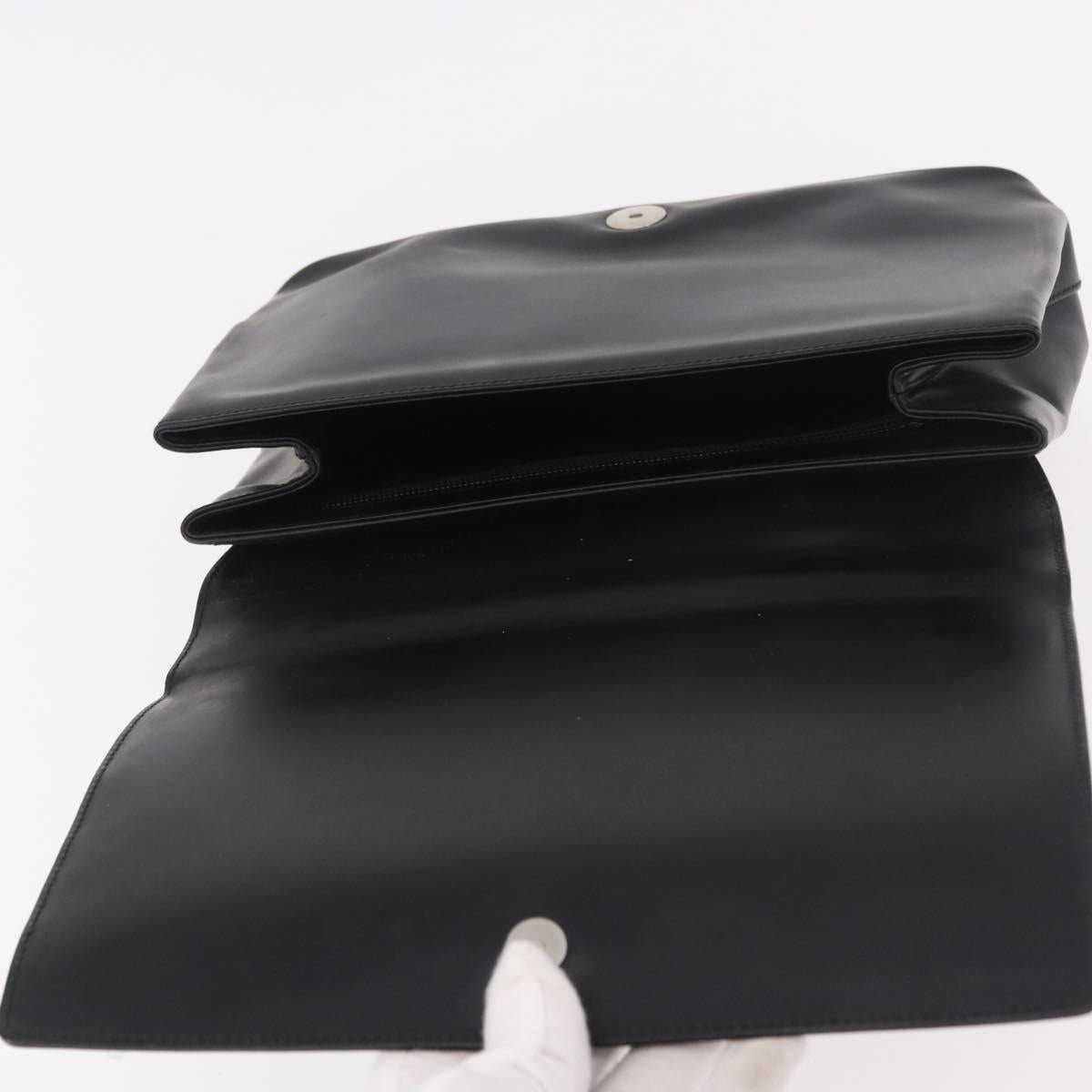 Salvatore Ferragamo Hand Bag Leather Black Silver Auth bs35910