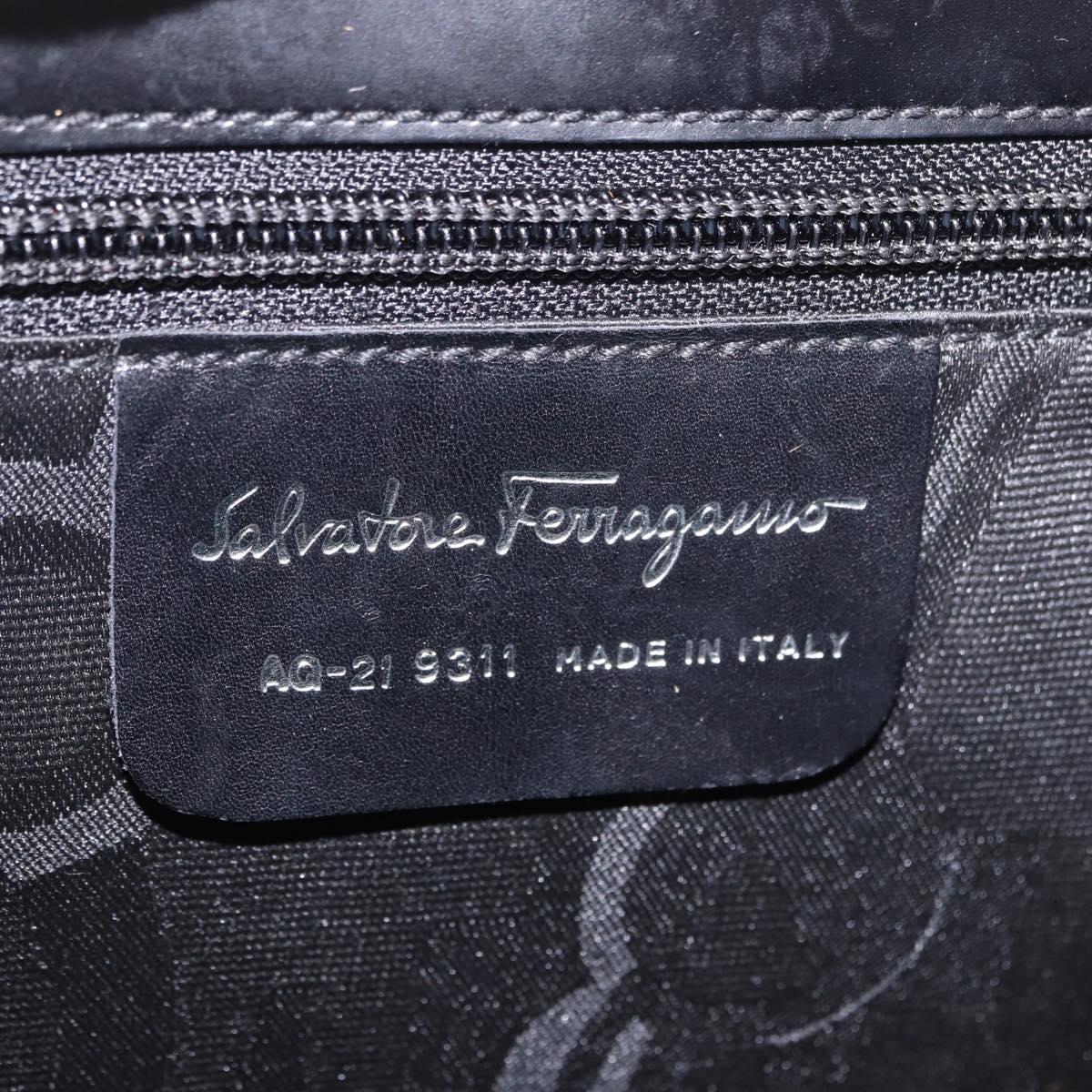 Salvatore Ferragamo Hand Bag Leather Black Silver Auth bs35910