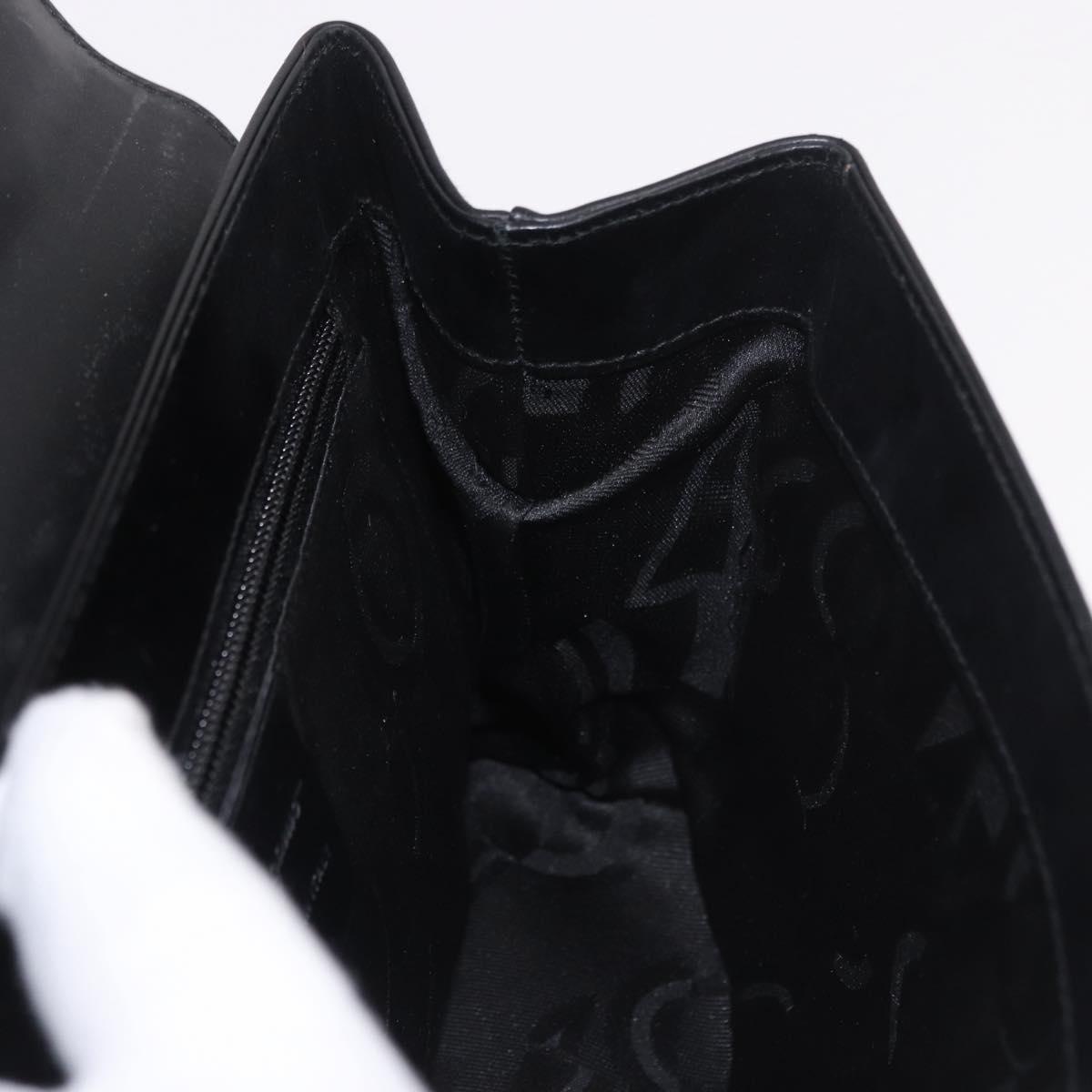 Salvatore Ferragamo Hand Bag Leather Black Silver Auth bs35910