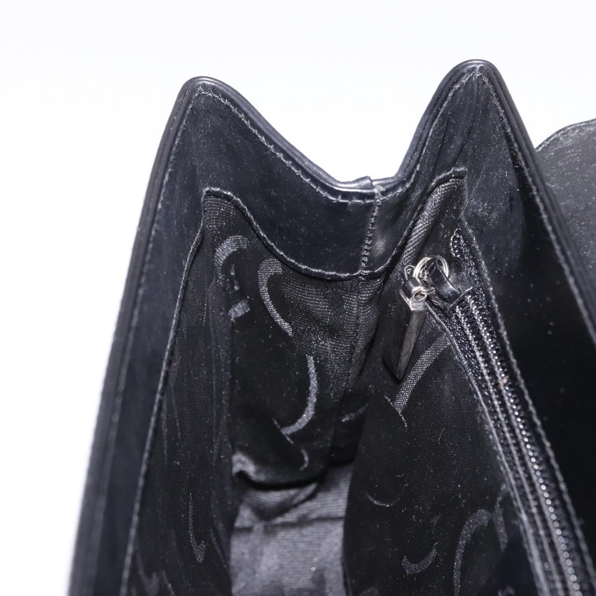 Salvatore Ferragamo Hand Bag Leather Black Silver Auth bs35910