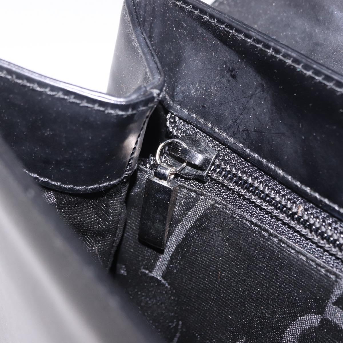 Salvatore Ferragamo Hand Bag Leather Black Silver Auth bs35910