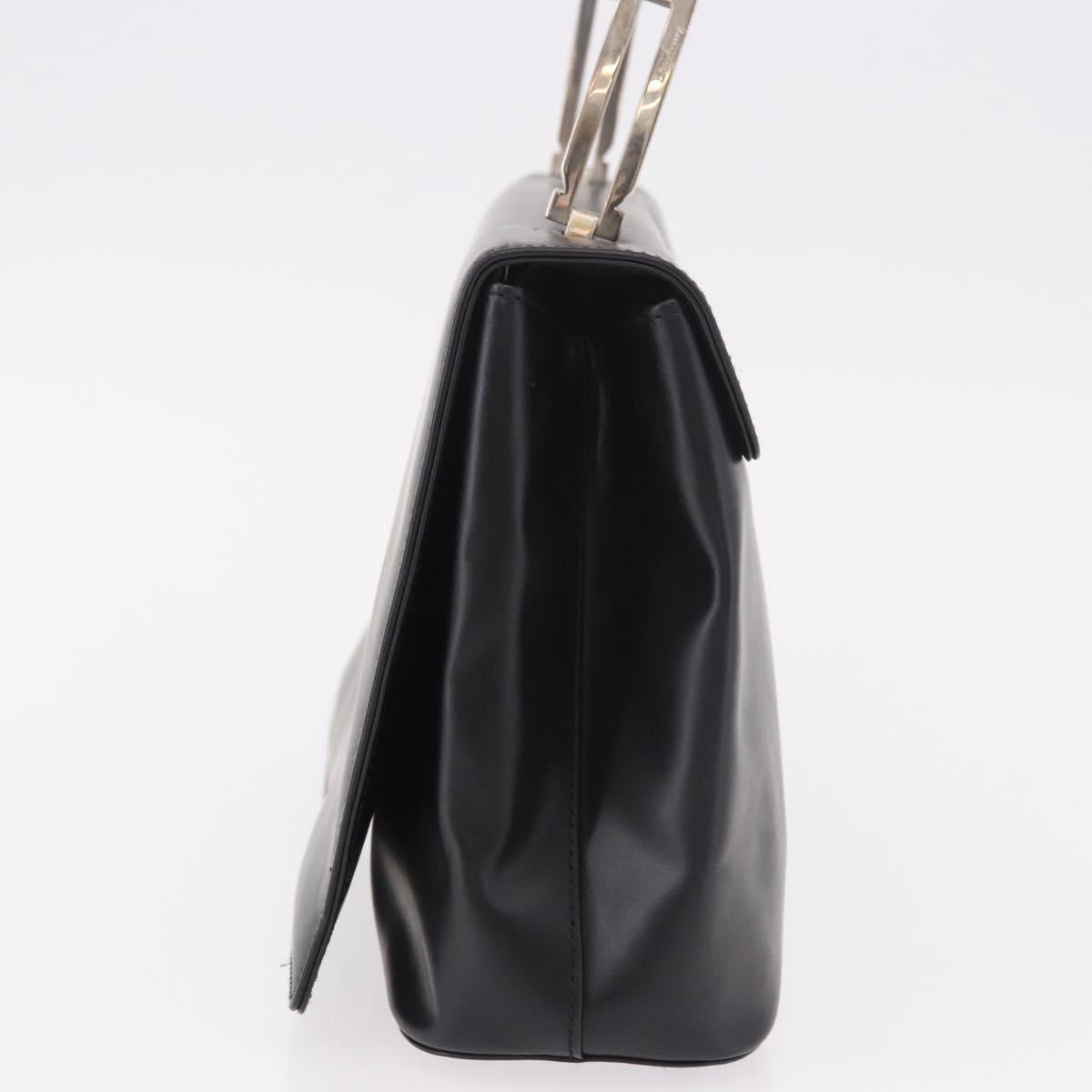 Salvatore Ferragamo Hand Bag Leather Black Silver Auth bs35910