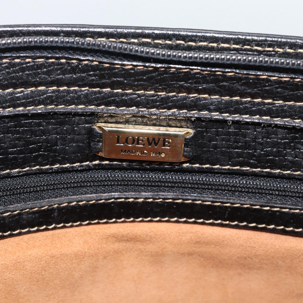 LOEWE Tote Bag Leather Black Gold Auth bs35912