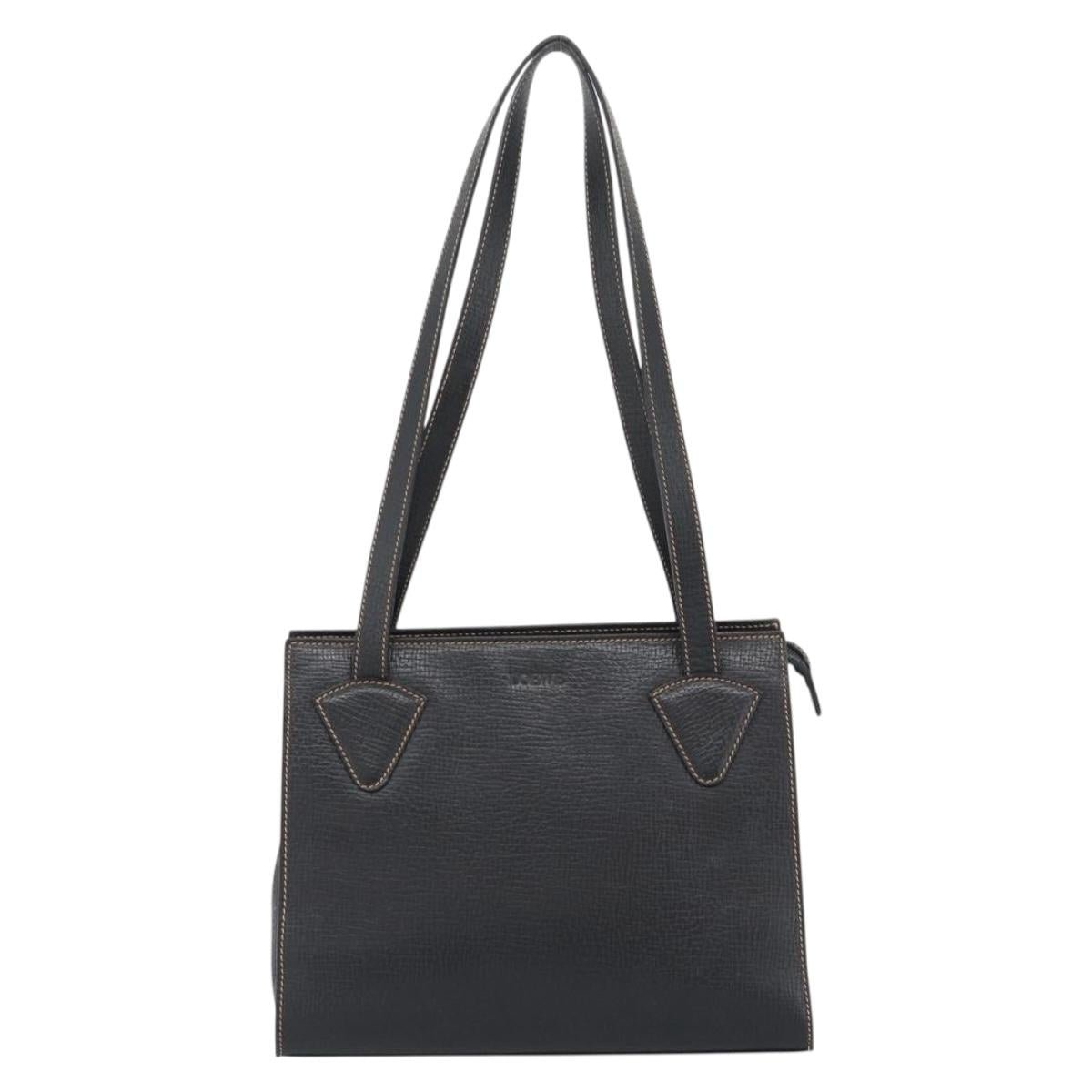 LOEWE Tote Bag Leather Black Gold Auth bs35912