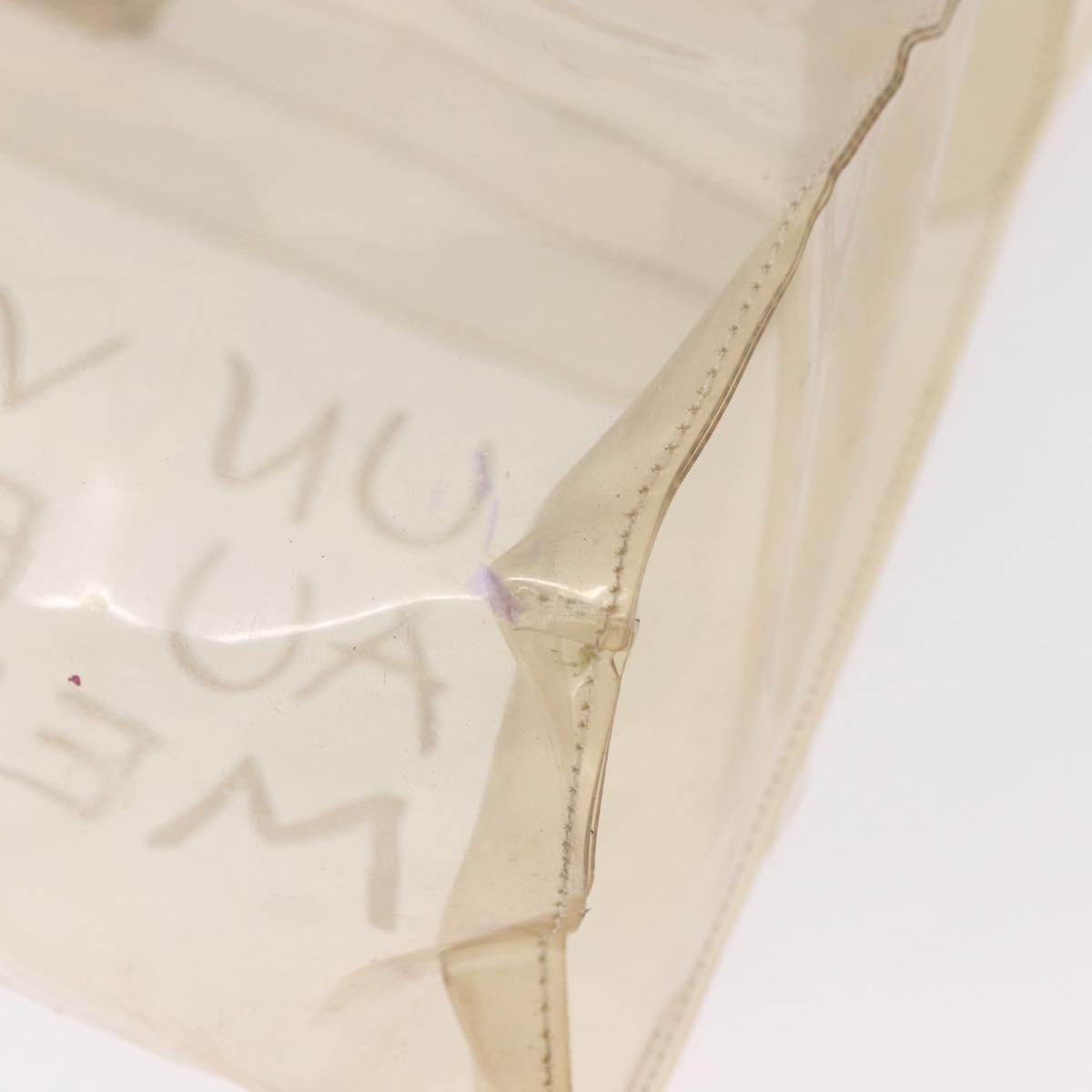 HERMES Vinyl Kelly Hand Bag Vinyl Clear Gold Auth bs35913