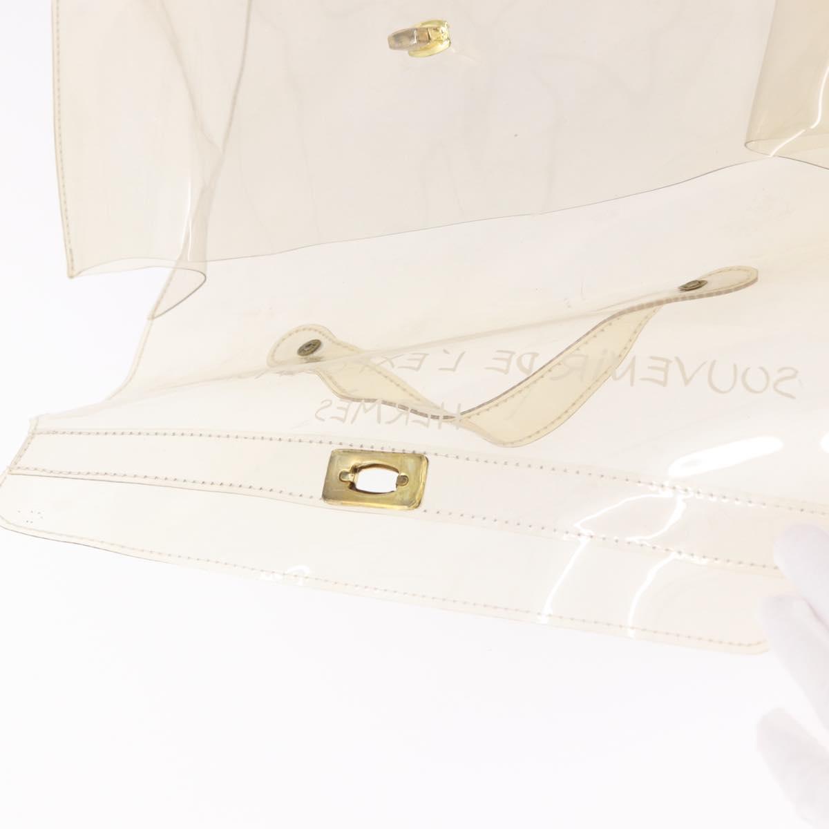 HERMES Vinyl Kelly Hand Bag Vinyl Clear Gold Auth bs35913