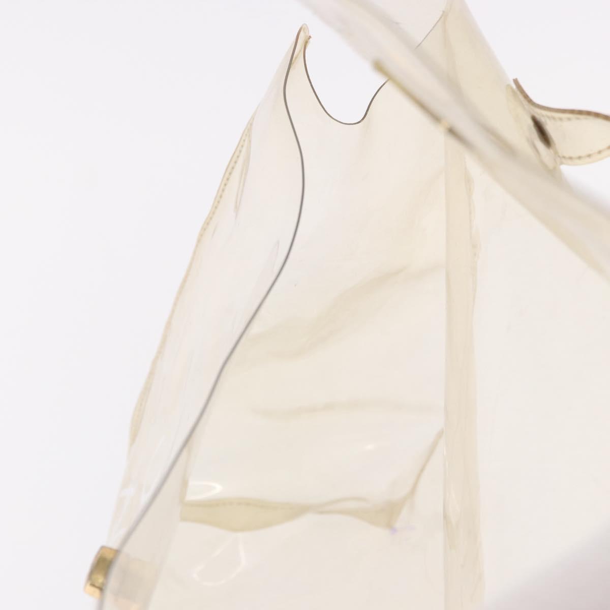 HERMES Vinyl Kelly Hand Bag Vinyl Clear Gold Auth bs35913