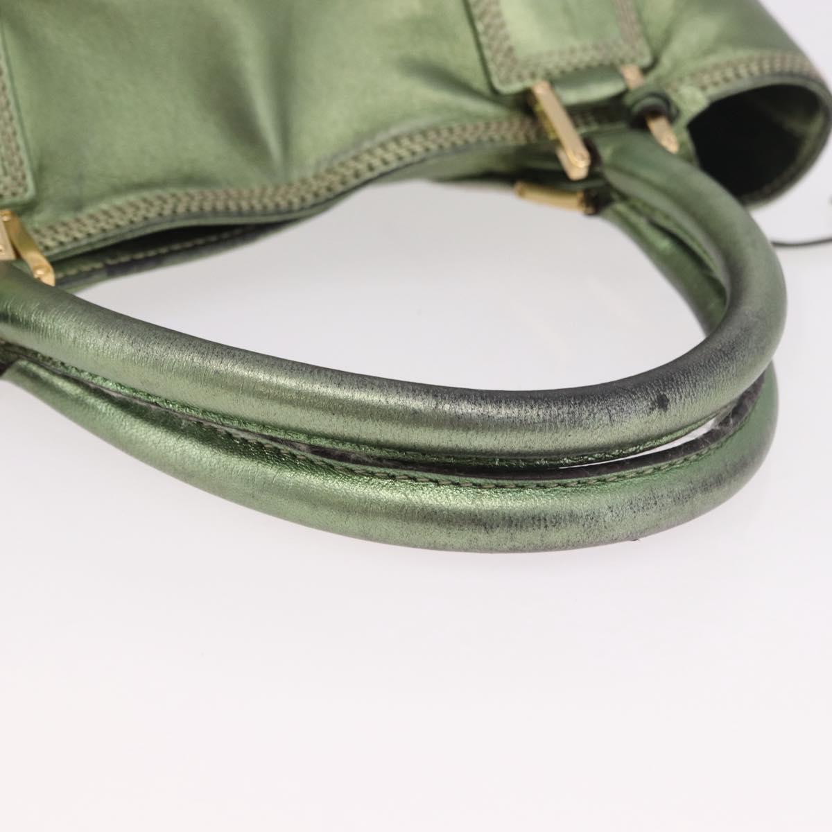 LOEWE Anagram Hand Bag Leather Green Gold Auth bs35915