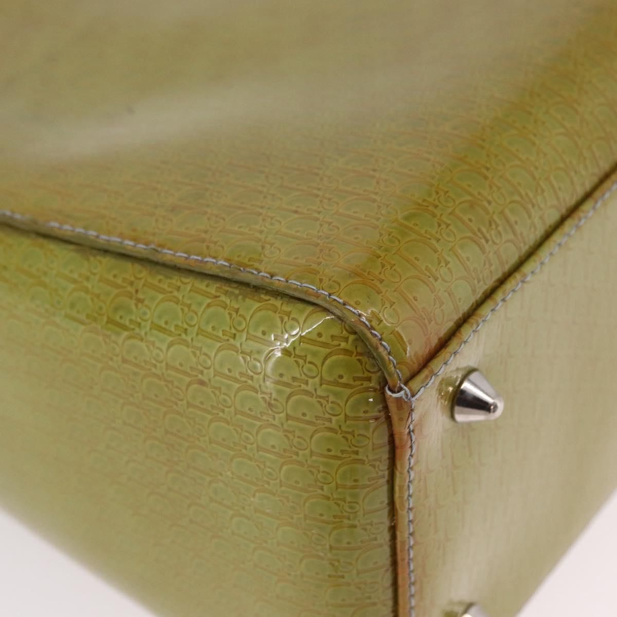 Christian Dior Canage Hand Bag Patent 2way Green Silver Auth bs35916A