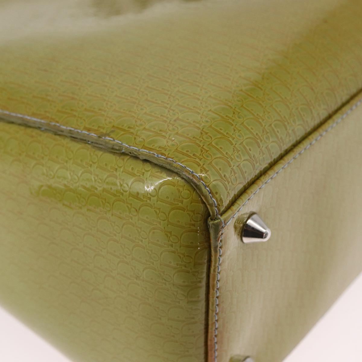 Christian Dior Canage Hand Bag Patent 2way Green Silver Auth bs35916A