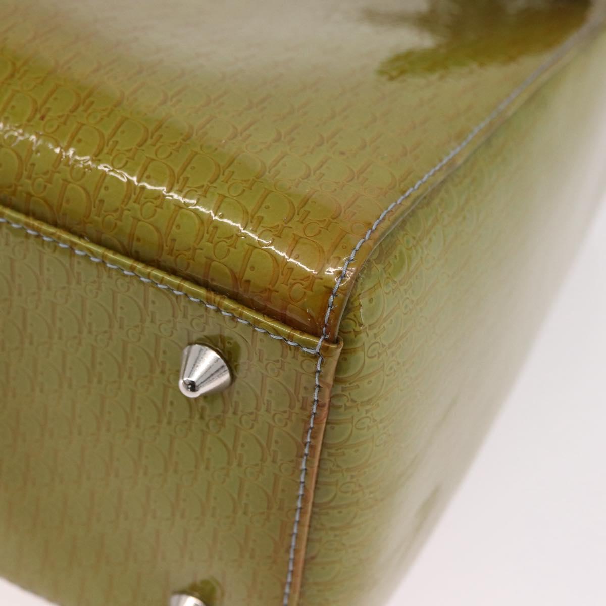 Christian Dior Canage Hand Bag Patent 2way Green Silver Auth bs35916A