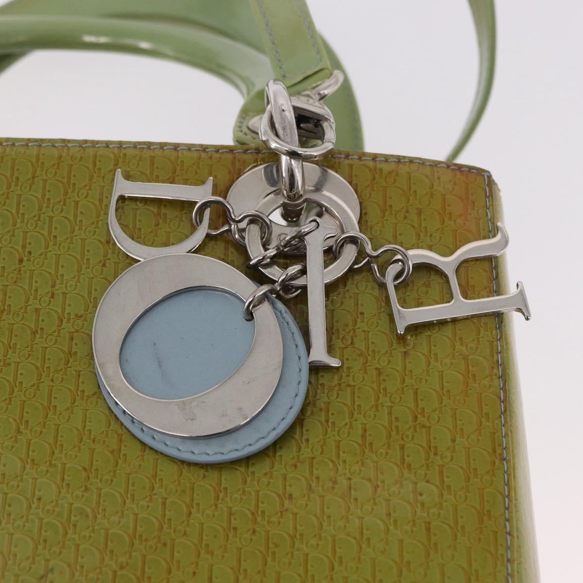 Christian Dior Canage Hand Bag Patent 2way Green Silver Auth bs35916A