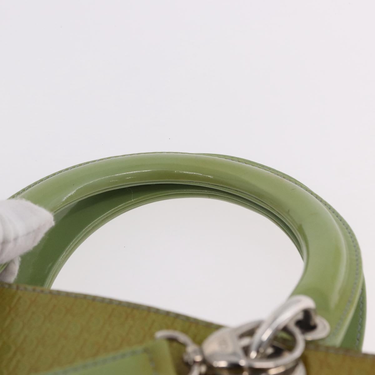 Christian Dior Canage Hand Bag Patent 2way Green Silver Auth bs35916A