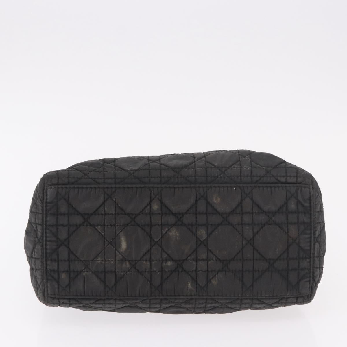 Christian Dior Canage Hand Bag Canvas Black Gold Auth bs35917