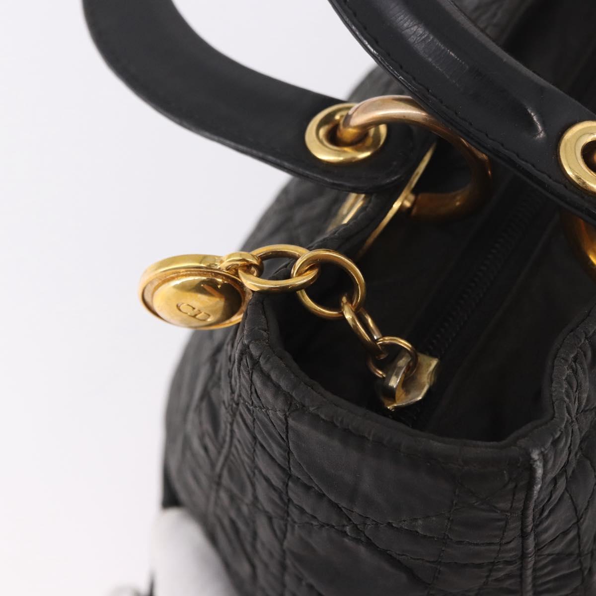 Christian Dior Canage Hand Bag Canvas Black Gold Auth bs35917