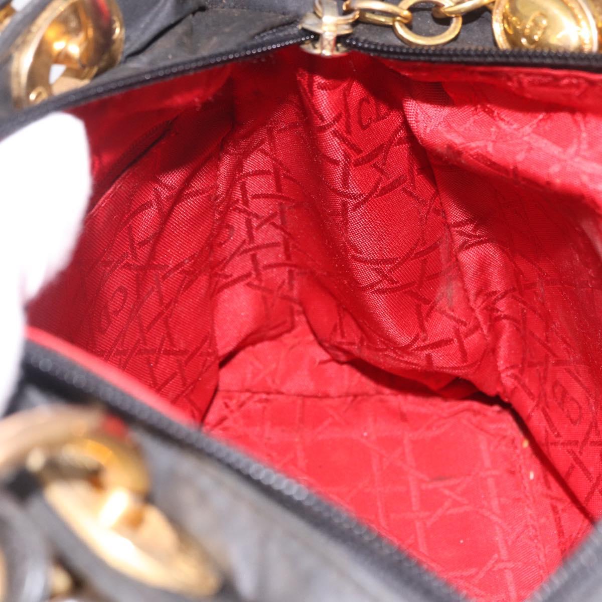 Christian Dior Canage Hand Bag Canvas Black Gold Auth bs35917