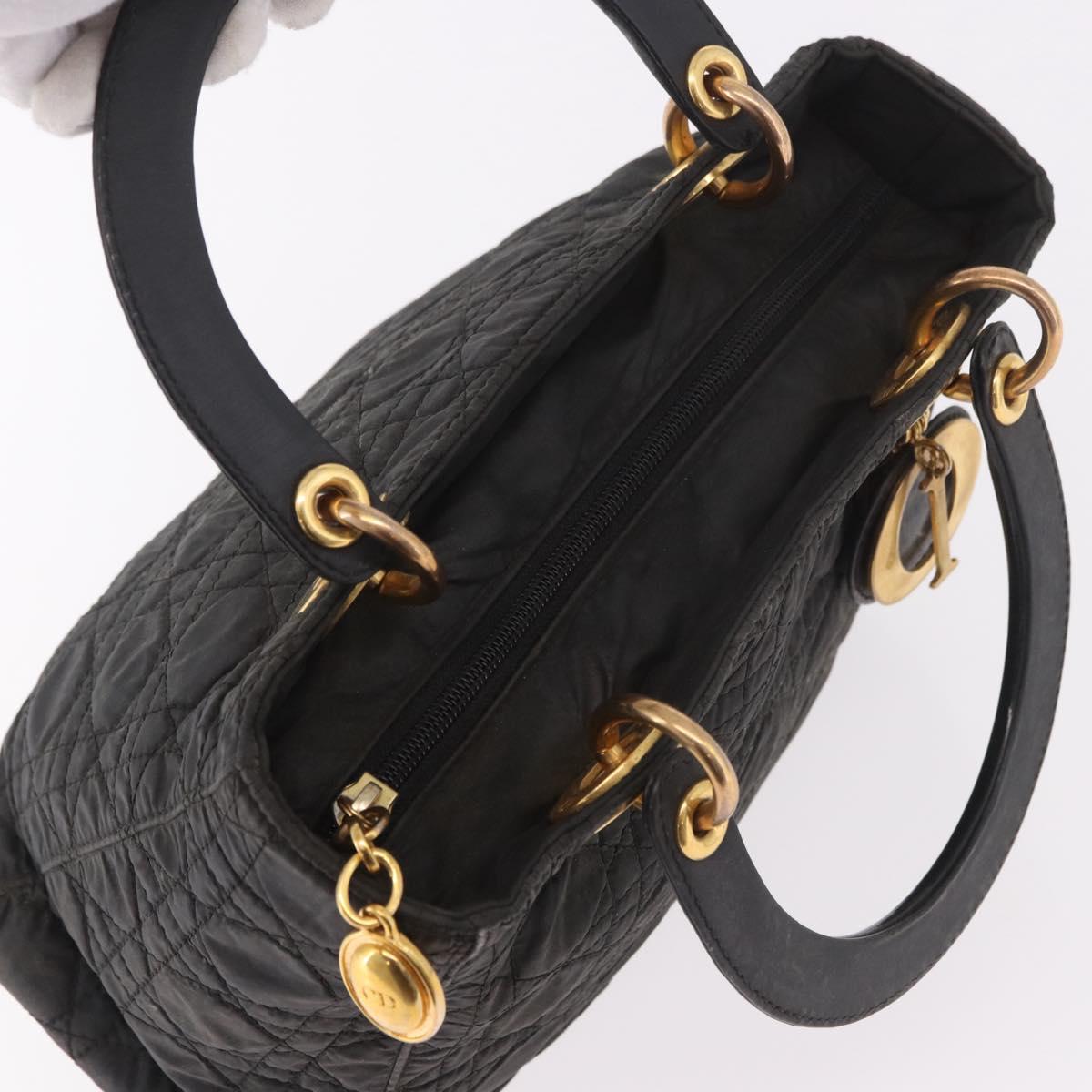 Christian Dior Canage Hand Bag Canvas Black Gold Auth bs35917