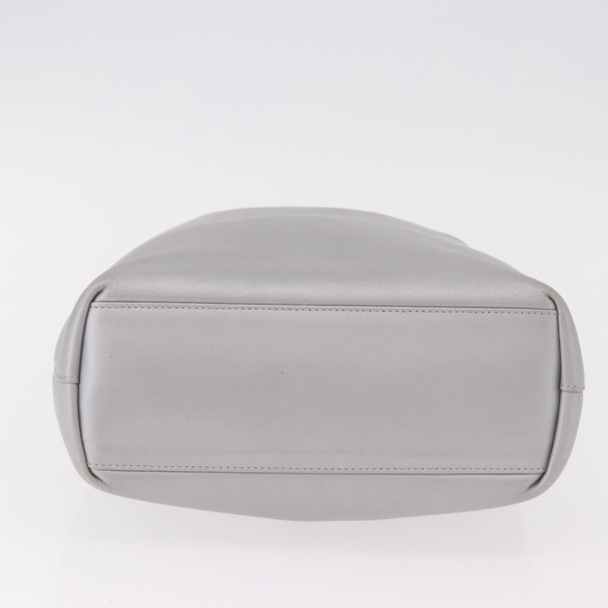 Christian Dior Maris Pearl Hand Bag Leather Silver Auth bs35918A
