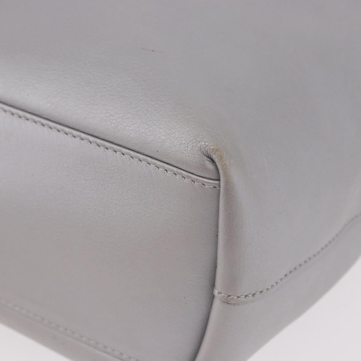 Christian Dior Maris Pearl Hand Bag Leather Silver Auth bs35918A